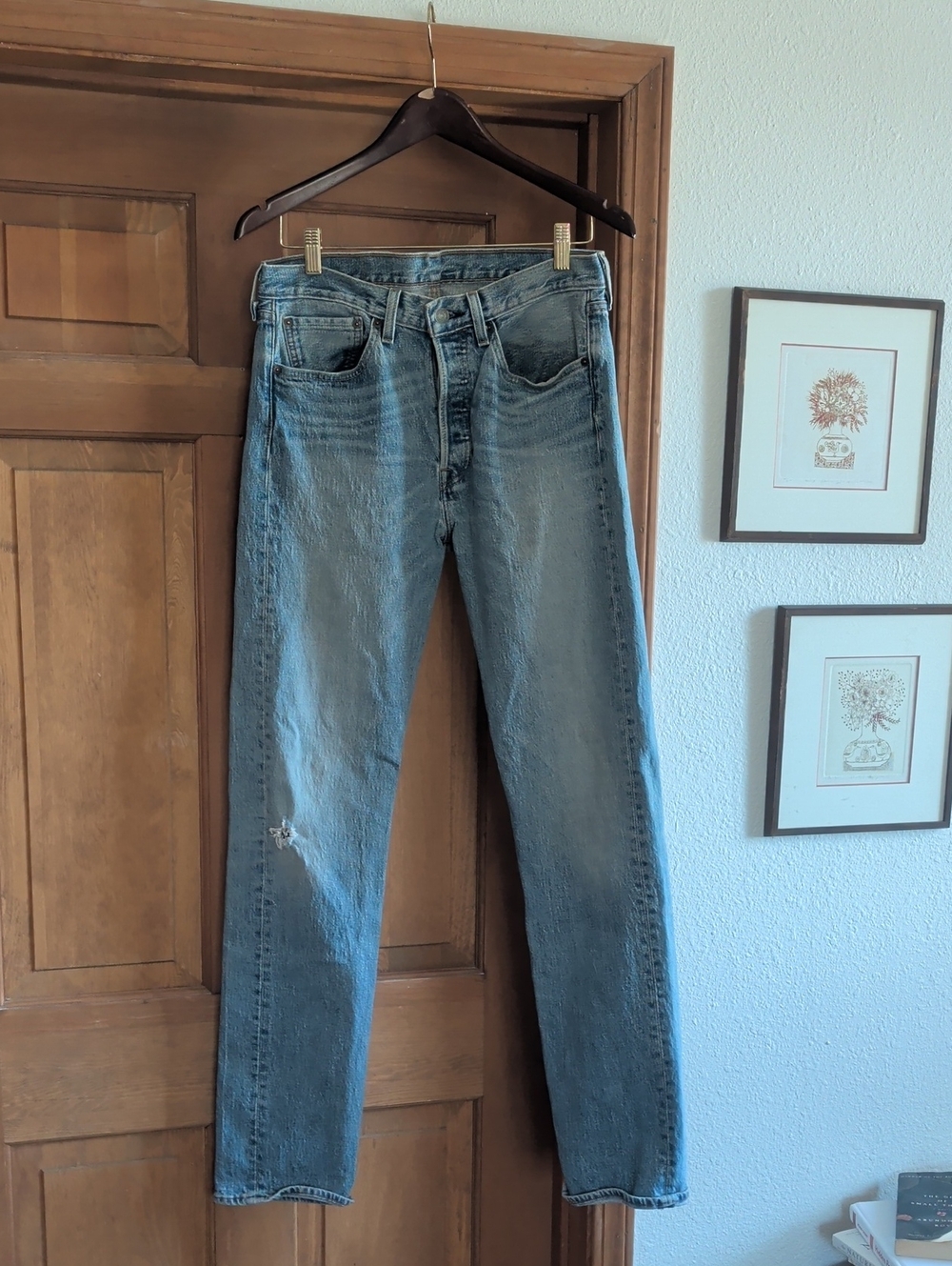 Levi's Light Blue 501 High-Waist Straight Jeans